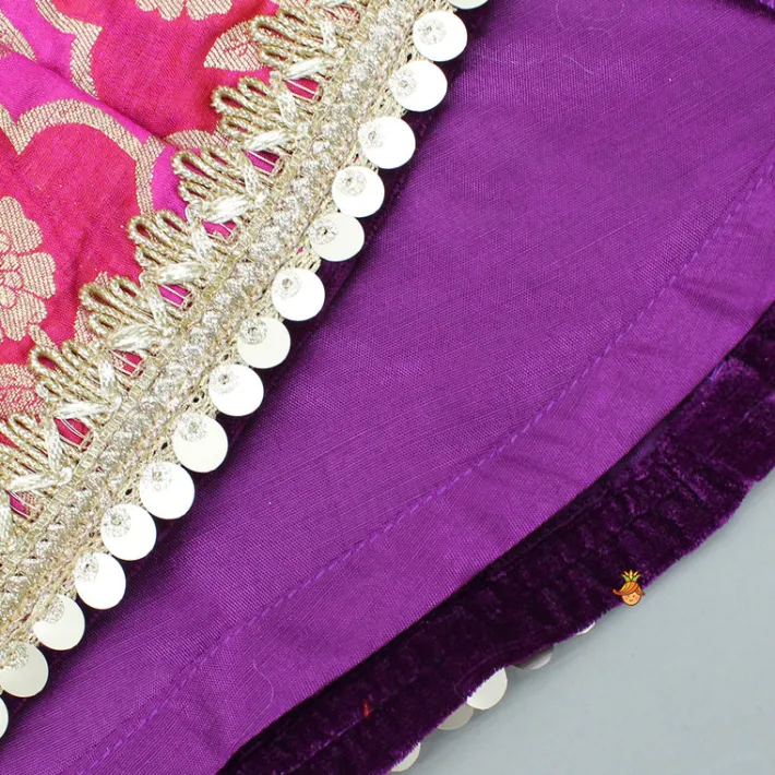 Online Purple Velvet Lace Detailed Kurti And Pant With Dupatta Ethnic Wear | Churidars & Salwars