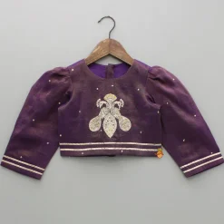 Sale Purple Yoke-Embroidered Shimmery Top And Lehenga With Dupatta Ethnic Wear | Lehengas & Ghagras