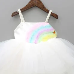 Outlet Rainbow and Pearl Detailed White Party Dress Dresses & Sets | Dresses