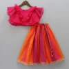 Fashion Raspberry Pink Organza Frilly Top With Colourful Shaded Lehenga Ethnic Wear | Lehengas & Ghagras