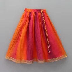 Fashion Raspberry Pink Organza Frilly Top With Colourful Shaded Lehenga Ethnic Wear | Lehengas & Ghagras
