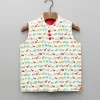 Fashion Red Buttons Adorned Printed Off White Jacket BOY Indian Ethnic Wear | Ethnic Jackets