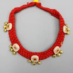 Discount Red Choker Necklace And Earrings With Elegant Embellishments Jewellery