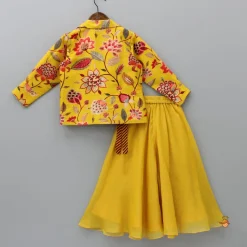 Outlet Red Crop Top With Notched Collar Jacket And Flared Palazzo Ethnic Wear | Palazzos & Shararas