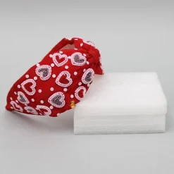 Discount Red Cute Sweet Heart Embroidered Hair Band Hair Accessories | Hair Bands