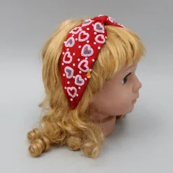 Discount Red Cute Sweet Heart Embroidered Hair Band Hair Accessories | Hair Bands
