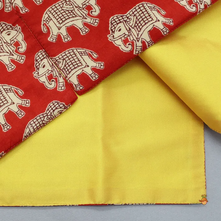 Clearance Red Elephant Printed Jacket BOY Indian Ethnic Wear | Ethnic Jackets