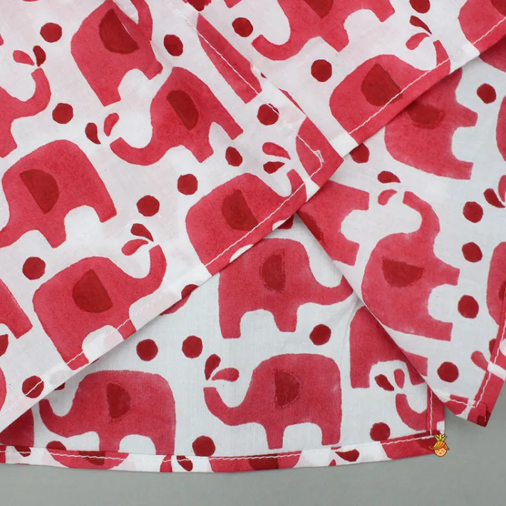Best Red Elephant Printed Kurta And Pyjama BOY Indian Ethnic Wear | Ethnic Sets