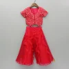 Best Red Embroidered And Embellished Top With Ruffled Palazzo Ethnic Wear | Palazzos & Shararas