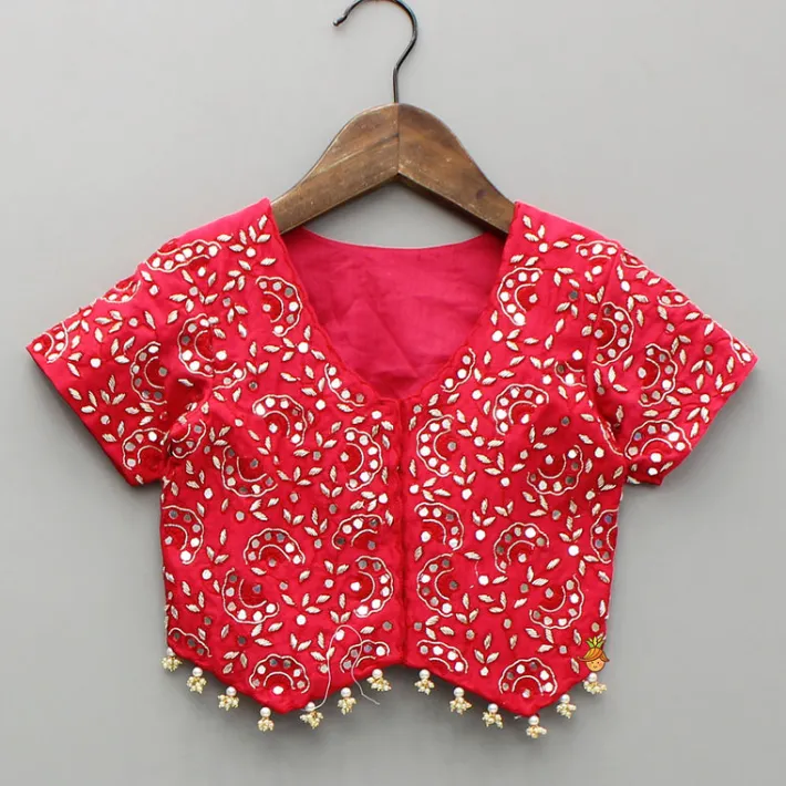 Best Red Embroidered And Embellished Top With Ruffled Palazzo Ethnic Wear | Palazzos & Shararas