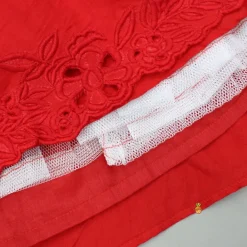 Hot Red Embroidered Top And Cutwork Embroidered Lehenga Ethnic Wear | Lehengas & Ghagras