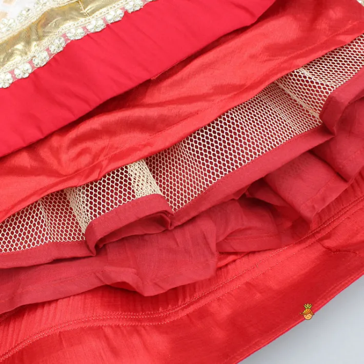 Discount Red Gota Lace Work Embroidered Top And Lehenga With Dupatta Ethnic Wear | Lehengas & Ghagras