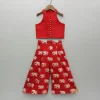 New Red Halter Neck Top And Elephant Print Palazzo Ethnic Wear | Palazzos & Shararas