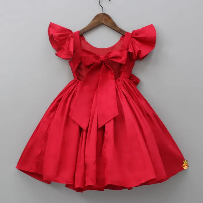 Clearance Red Hand Embroidered Frilly Dress Dresses & Sets | Dresses
