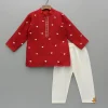 Fashion Red Heart Embroidered Kurta And Pyjama BOY Indian Ethnic Wear | Ethnic Sets