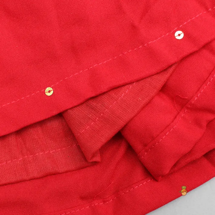Online Red Jamna With Embroidered Jacket Set Ethnic Wear | Kurtis & Jumpsuits