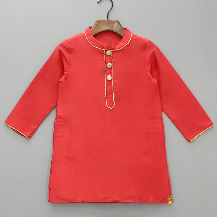 New Red Kurta And Printed Jacket With Pyjama BOY Indian Ethnic Wear | Ethnic Sets
