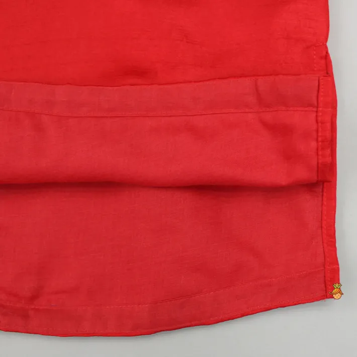 Best Red Kurta With Brocade Jacket And Pyjama BOY Indian Ethnic Wear | Ethnic Sets