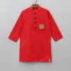 Outlet Red Kurta With Embroidery Patch BOY Indian Ethnic Wear | Kurtas
