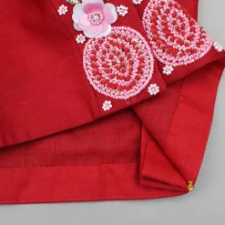 Best Red Kurti With Embroidered Shoulder Flap Jacket Ethnic Wear | Kurtis & Jumpsuits
