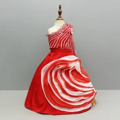 Outlet Red One Shoulder Embellished Top With Attached Dupatta And Stylish Lehenga Ethnic Wear | Lehengas & Ghagras