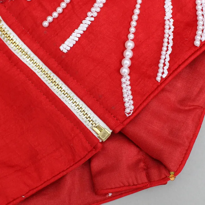 Outlet Red One Shoulder Embellished Top With Attached Dupatta And Stylish Lehenga Ethnic Wear | Lehengas & Ghagras