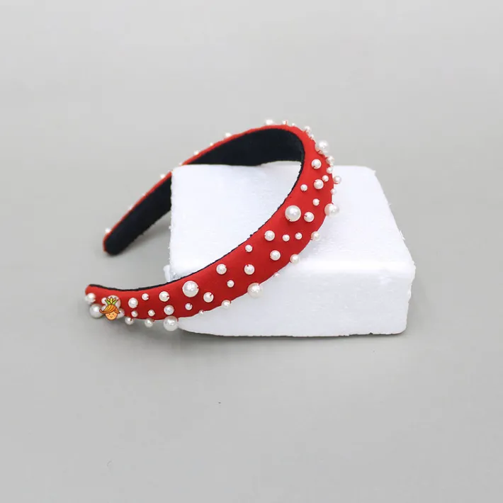Sale Red Pearls Embellished Hairband Hair Accessories | Hair Bands