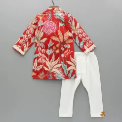 Clearance Red Printed Kurta And Pyjama BOY Twinning Sets | Indian Ethnic Wear