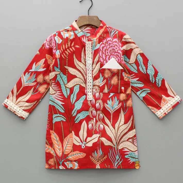 Clearance Red Printed Kurta And Pyjama BOY Twinning Sets | Indian Ethnic Wear