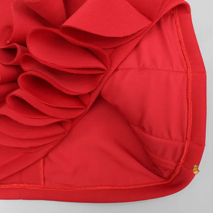 Hot Red Ruffle Hem Dress With Bow Adornment Dresses & Sets | Dresses