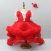 Clearance Red Ruffle Trail Dress With Detachable Bow And Swirled Bowie Head Band Dresses & Sets | Dresses