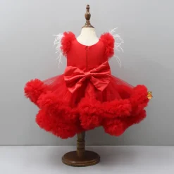 Clearance Red Ruffle Trail Dress With Detachable Bow And Swirled Bowie Head Band Dresses & Sets | Dresses