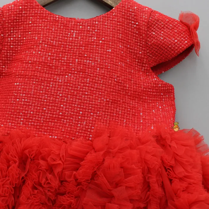 Fashion Red Sequin Embellished Dress With Ruffled Details Dresses & Sets | Dresses