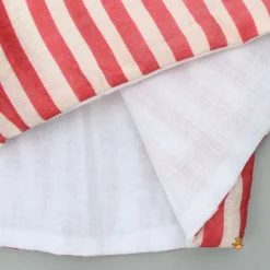 Best Red Striped Top With Printed Embroidered Patch And Palazzo Ethnic Wear | Palazzos & Shararas