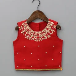 Online Red Top And Floral Printed Lehenga With Net Dupatta Ethnic Wear | Lehengas & Ghagras