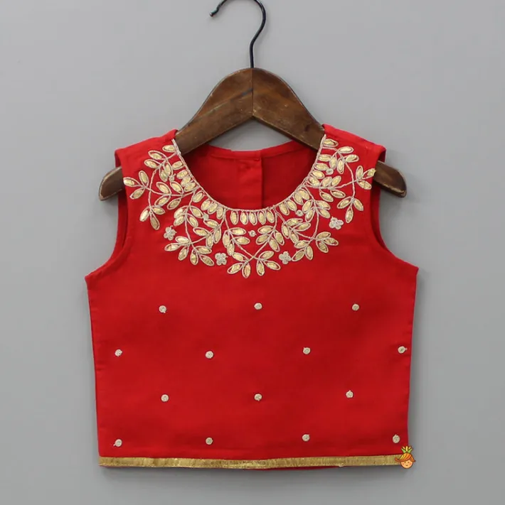 Online Red Top And Floral Printed Lehenga With Net Dupatta Ethnic Wear | Lehengas & Ghagras