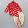 Clearance Rose Printed Red Kurta with Dhoti BOY Indian Ethnic Wear | Ethnic Sets