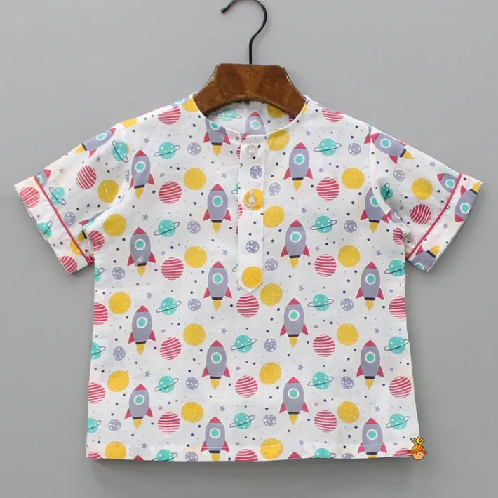 Outlet Round Neck Cotton Space Theme Printed Sleepwear BOY Sleep Wear | Sleepwear