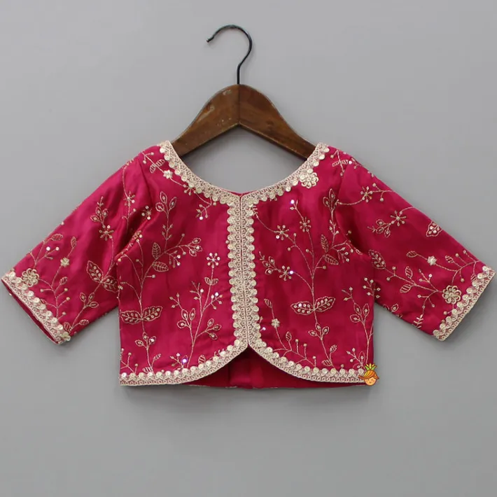 Outlet Round Neck Embroidered Pink Top And Bandhani Printed Multicolour Lehenga With Matching Dupatta Ethnic Wear | Lehengas & Ghagras