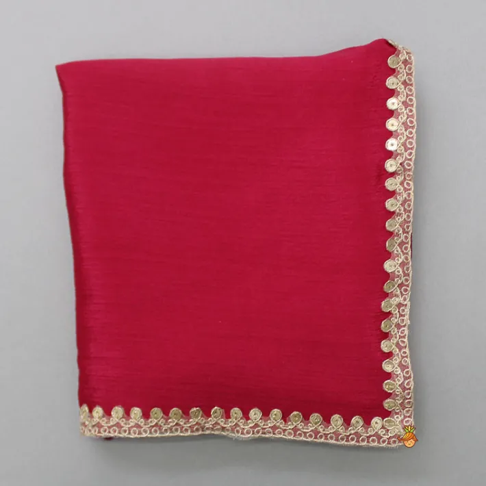 Outlet Round Neck Embroidered Pink Top And Bandhani Printed Multicolour Lehenga With Matching Dupatta Ethnic Wear | Lehengas & Ghagras