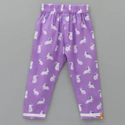 Clearance Round Neck Lavender Printed Sleepwear Sleepwear