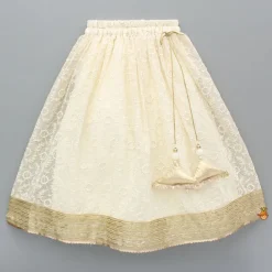 Clearance Round Neck Off White Top And Shimmer Tassels Enhanced Lehenga With Organza Dupatta Ethnic Wear | Lehengas & Ghagras