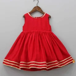 Sale Round Neck Red Kurti With Heavy Embroidered Jacket Ethnic Wear | Kurtis & Jumpsuits