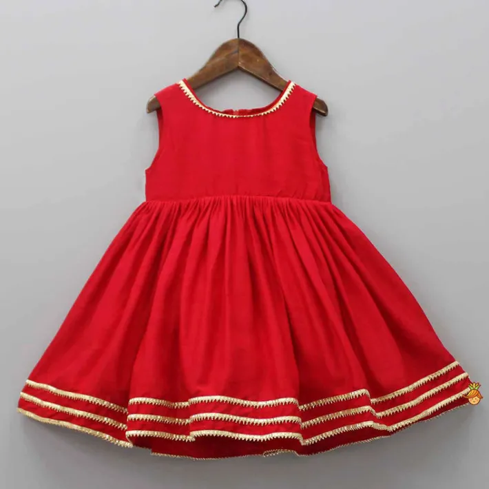 Sale Round Neck Red Kurti With Heavy Embroidered Jacket Ethnic Wear | Kurtis & Jumpsuits