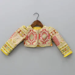 Discount Round Neck Yellow Kurti With Heavy Embroidered Jacket Ethnic Wear | Kurtis & Jumpsuits