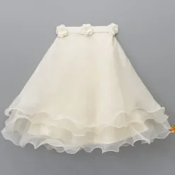 Clearance Ruffle Sleeves Off White Embroidered Top And Layered Lehenga Ethnic Wear | Lehengas & Ghagras