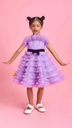 Outlet Ruffled Dress With Attached Bowy Belt Dresses & Sets | Dresses