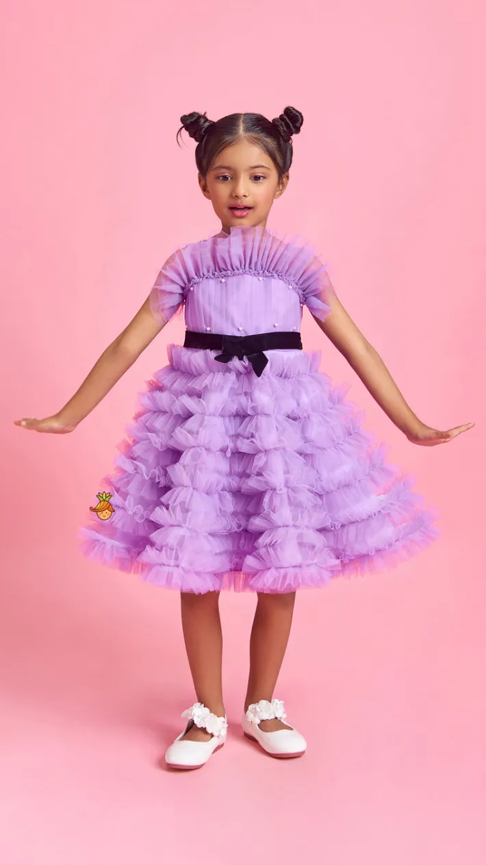 Outlet Ruffled Dress With Attached Bowy Belt Dresses & Sets | Dresses