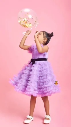 Outlet Ruffled Dress With Attached Bowy Belt Dresses & Sets | Dresses