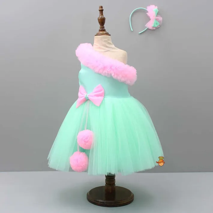 Hot Ruffled One shoulder Frilly Dress With Hair Band Dresses & Sets | Dresses